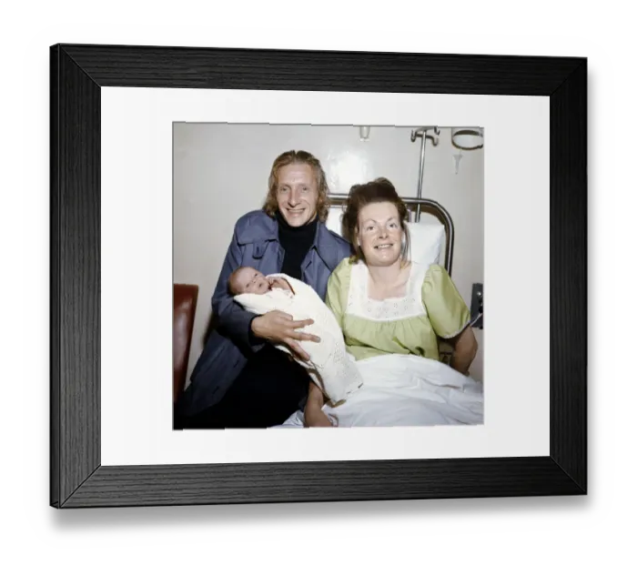 Framed Print : Manchester City footballer Denis Law pictured at home with his wife Framed Print : Manchester City footballer Denis Law pictured at home with his wife