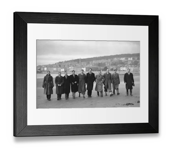 Framed Print : Yeovil Town football club training on the beach for their upcoming FA Cup fourth round