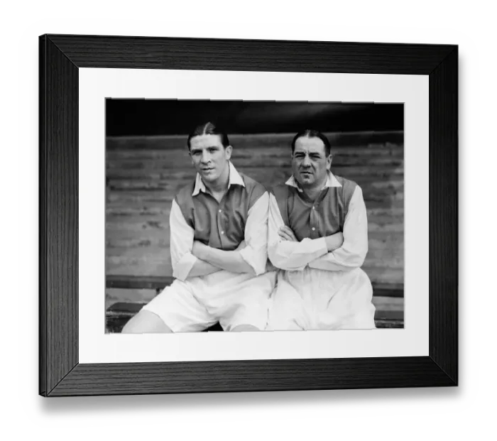 Framed Print : Arsenal footballers Ted Drake (left) and Alex James, taken in 1936. Aprl 1936