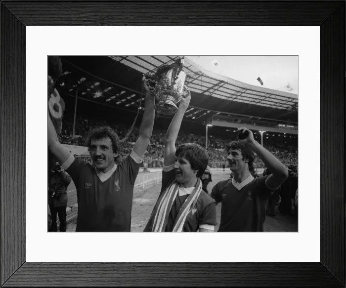 Framed Print : Ian Rush right with Alan Kennedy and Ronnie Whelan of Liverpool with the League Cup after Framed Print : Ian Rush right with Alan Kennedy and Ronnie Whelan of Liverpool with the League Cup after