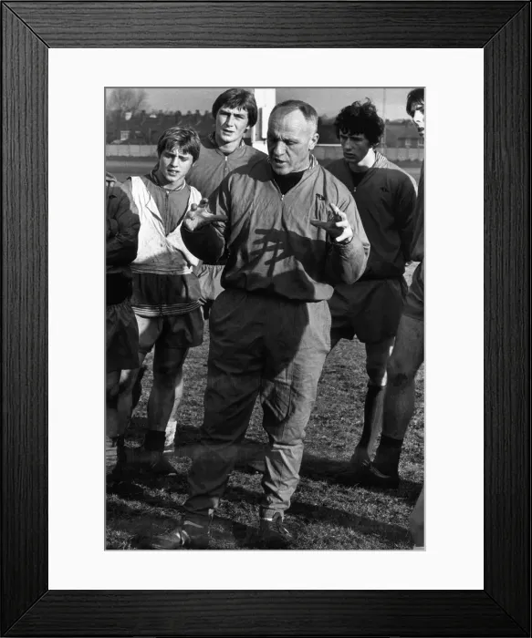 Framed Print : Liverpool manager Bill Shankly gives instructions to some of his players during a