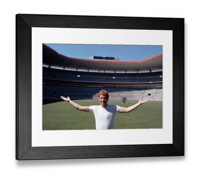 Framed Print : England footballer Alan Ball poses at the Jalisco Stadium in Guadalajara where England
