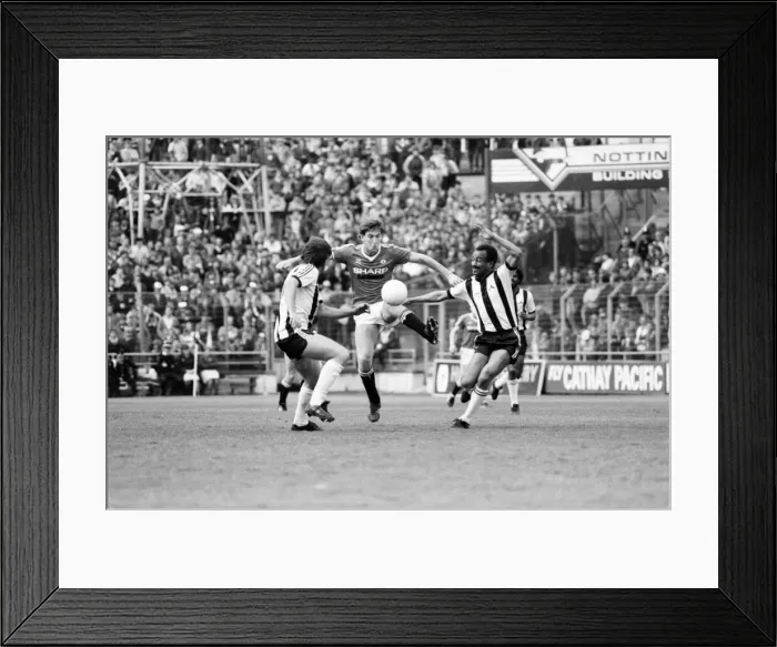 Framed Print : English League Division One match. Notts County 3 v Manchester United 2 Framed Print : English League Division One match. Notts County 3 v Manchester United 2