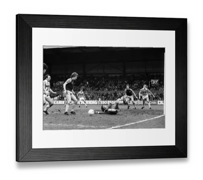 Framed Print : English League Division One match. Stoke City 2 v West Ham United 1
