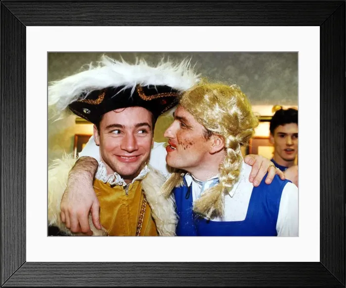 Framed Print : Ally McCoist fancy dress costume Rangers 9 In A Row Squad Framed Print : Ally McCoist fancy dress costume Rangers 9 In A Row Squad