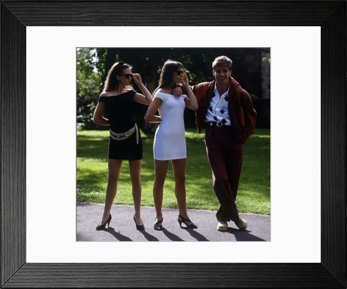Framed Print : Ally McCoist poses with two models October 1990 Framed Print : Ally McCoist poses with two models October 1990