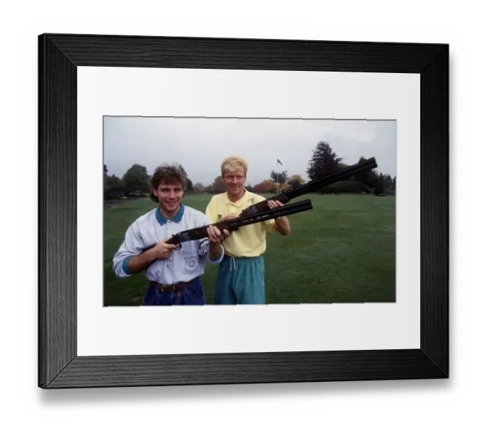 Framed Print : Maurice Johnston & Ally McCoist with shotguns August 1989 Framed Print : Maurice Johnston & Ally McCoist with shotguns August 1989