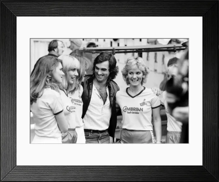 Framed Print : Manchester United 2 v. Stoke City 0. Division 1 Football. George Best with girls Framed Print : Manchester United 2 v. Stoke City 0. Division 1 Football. George Best with girls