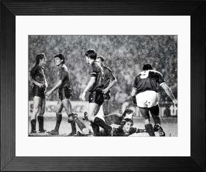 Framed Print : Rangers versus Osasuna UEFA cup September 1985 European football Ibrox Park score 1