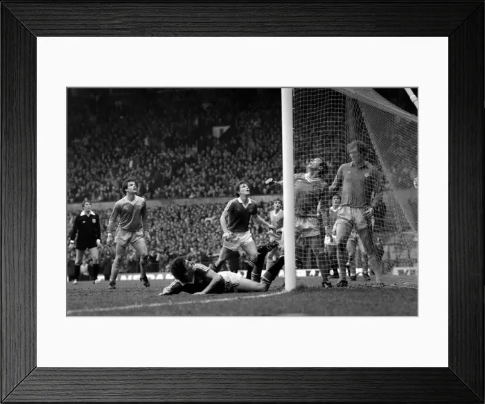Framed Print : English League Division One match at Old Trafford. Manchester United 1 v Manchester City Framed Print : English League Division One match at Old Trafford. Manchester United 1 v Manchester City