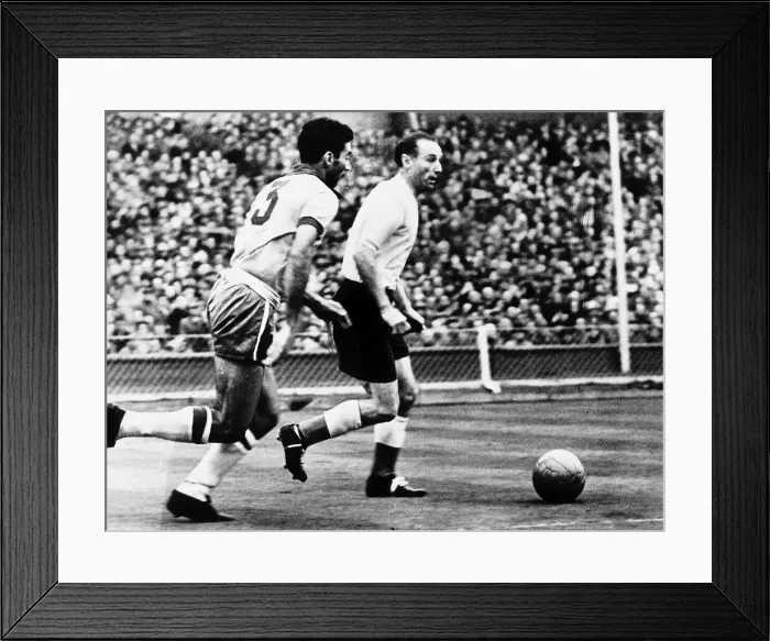Framed Print : Stanley Matthews (R) England 1956 England V Brazil Framed Print : Stanley Matthews (R) England 1956 England V Brazil