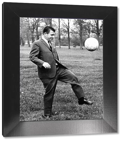 Ferenc Puskas of Real Madrid football club kicking ball in Kensington