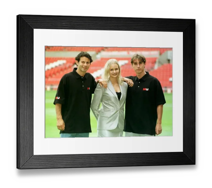 Framed Print : Phillipa Gant TV Presenter with Ryan Giggs and Gary Neville at Manchester Uniteds Framed Print : Phillipa Gant TV Presenter with Ryan Giggs and Gary Neville at Manchester Uniteds