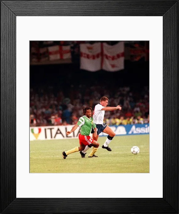 Framed Print : World Cup 1990 Quarter Final England 3 Cameroon 2 after extra time Framed Print : World Cup 1990 Quarter Final England 3 Cameroon 2 after extra time