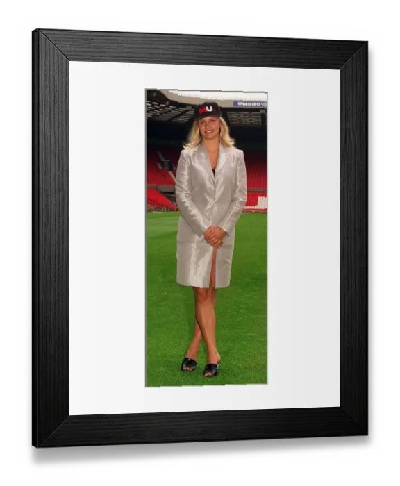 Framed Print : Phillipa Gant TV Presenter at Manchester Uniteds football ground to launch their new club