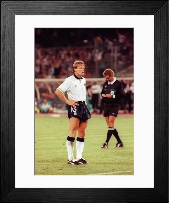 Framed Print : World Cup 1990 Semi Final England 1 West Germany 1 Stuart Pearce stands with