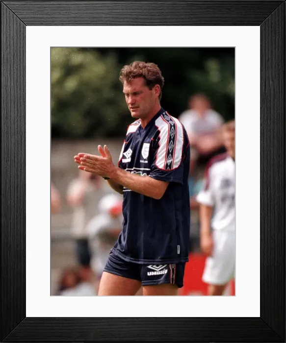 Framed Print : Glenn Hoddle England manager rubs his hands June 1998 during training