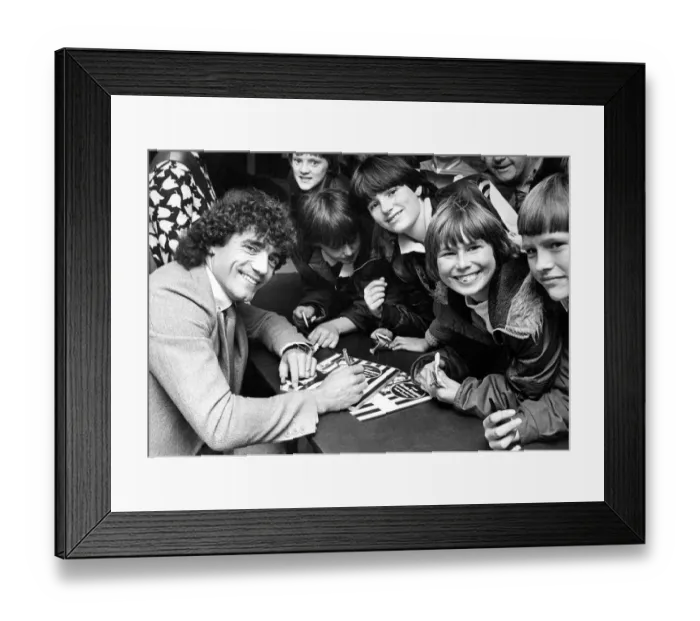 Framed Print : Kevin Keegan signing autographs at the opening of a furniture shop Circa 1983