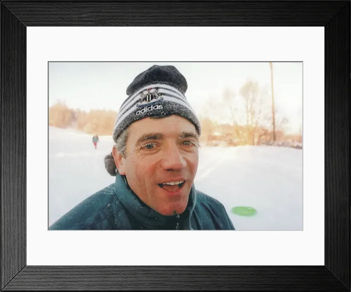 Framed Print : Kevin Keegan in Norway in 1996. Newcastle United bosses flew 270 children to Norway