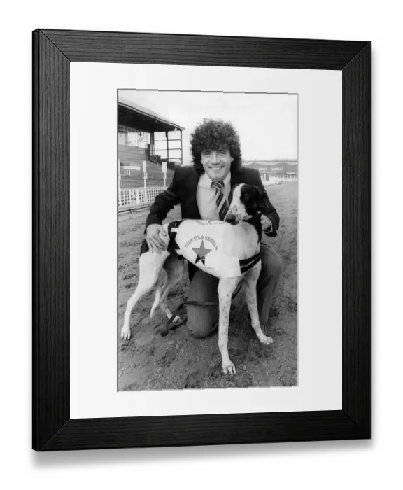 Framed Print : Kevin Keegan with the greyhound named after him called Keegan Blue Star at Brough Park Framed Print : Kevin Keegan with the greyhound named after him called Keegan Blue Star at Brough Park