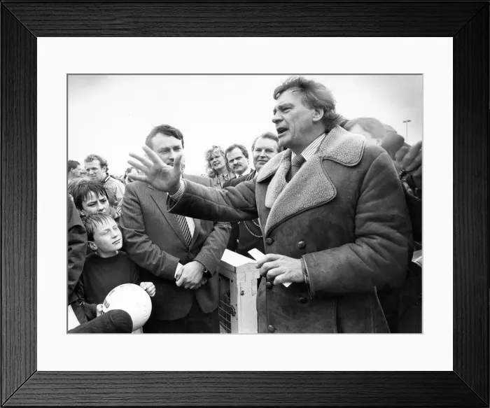 Framed Print : Bobby Robson at the Lightfoot Sports Stadium in Wharrier Street Framed Print : Bobby Robson at the Lightfoot Sports Stadium in Wharrier Street