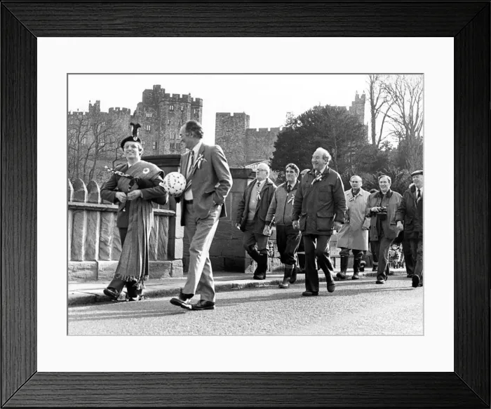 Framed Print : Led by Richard Butler, the Duke of Northumberlands piper Framed Print : Led by Richard Butler, the Duke of Northumberlands piper