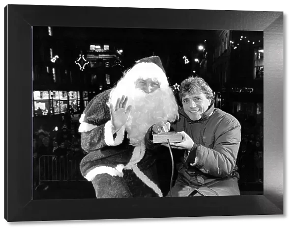 Kevin Keegan with Santa Claus turning on Newcastles Christmas lights in November