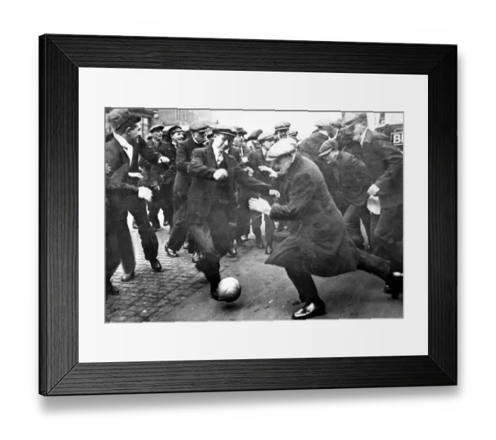 Framed Print : A Shrovetide football match in full swing in Chester-le-Street in 1957