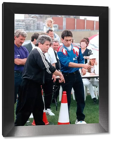 Kevin Keegan in action with the Young Hotshots competitors at the Eurofest Village during