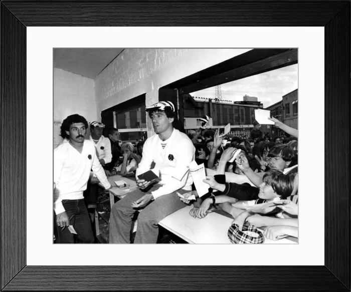 Framed Print : Newcastle United footballer Kevin Keegan is greeted by jubilant Newcastle fans as he Framed Print : Newcastle United footballer Kevin Keegan is greeted by jubilant Newcastle fans as he