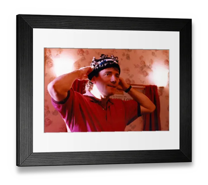 Framed Print : Kevin Keegan trying on a Newcatle United hat Framed Print : Kevin Keegan trying on a Newcatle United hat