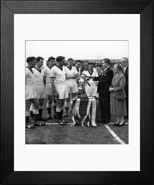 Framed Print : Scunthorpe United are presented the Lincolnshire Senior Cup trophy following their Framed Print : Scunthorpe United are presented the Lincolnshire Senior Cup trophy following their