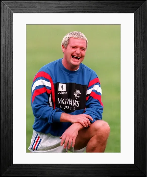 Framed Print : Paul Gascoigne training at Rangers. 20th August 1996 Framed Print : Paul Gascoigne training at Rangers. 20th August 1996