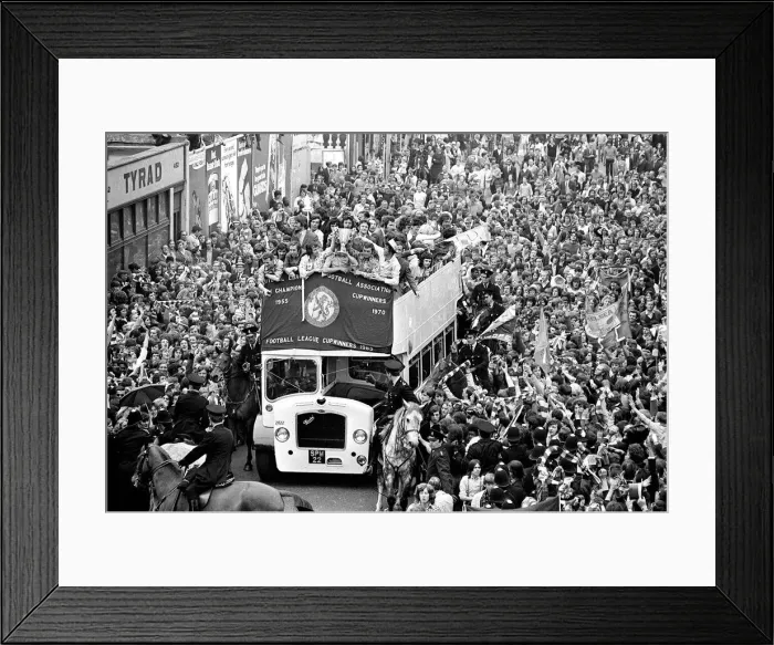 Framed Print : The Chelsea team on victory parade after winning 1971 European cup winners cup Framed Print : The Chelsea team on victory parade after winning 1971 European cup winners cup