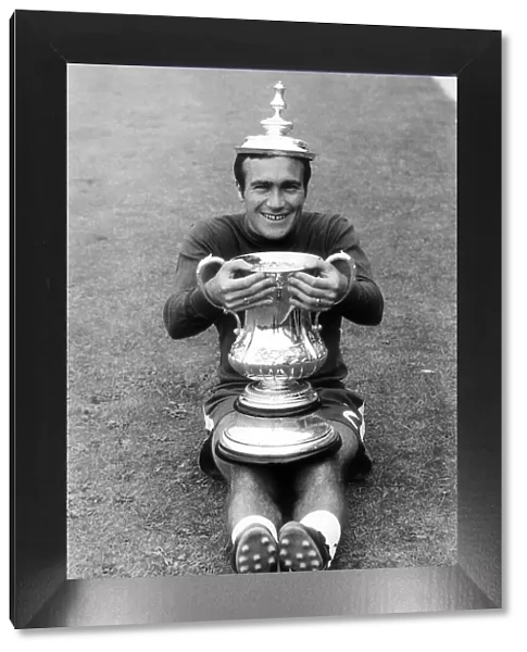 Ron Harris of Chelsea with FA cup trophy 1970