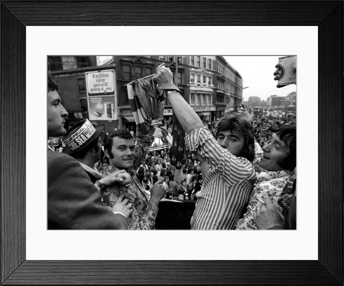 Framed Print : Alan Hudson and Keith Weller of Chelsea with European Cup winners cup trophy Framed Print : Alan Hudson and Keith Weller of Chelsea with European Cup winners cup trophy