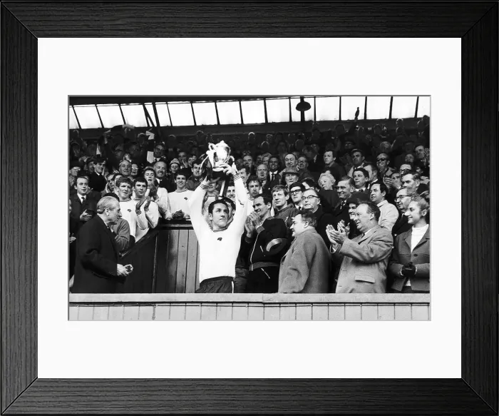 Framed Print : Dave Mackay holds aloft 2nd Divison Trophy after receiving the Championship Cup Framed Print : Dave Mackay holds aloft 2nd Divison Trophy after receiving the Championship Cup