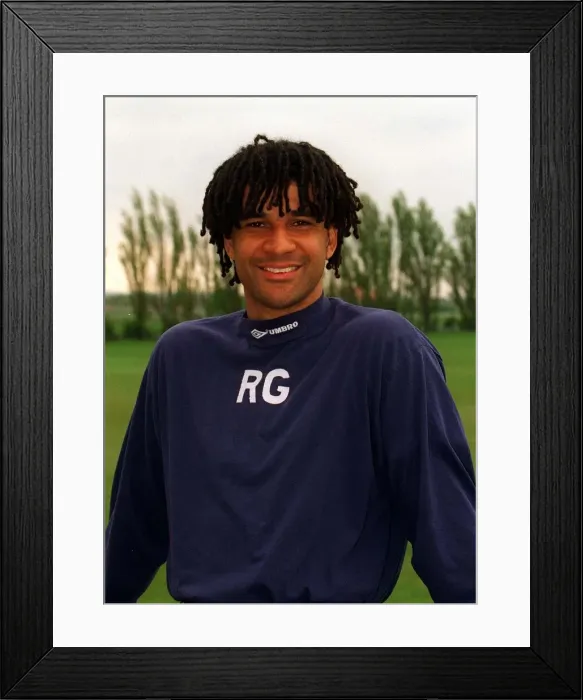 Framed Print : Chelsea player manager Ruud Gullit during a training session May 1997
