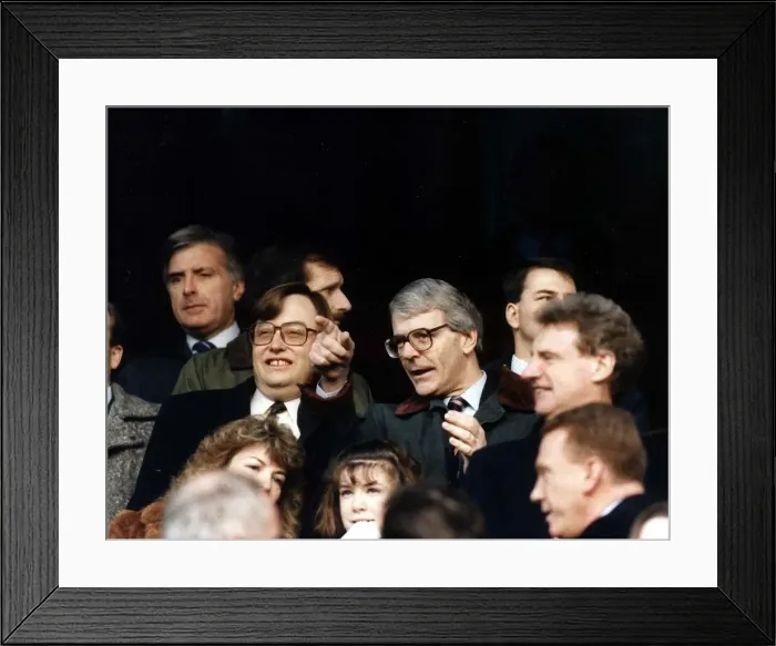 Framed Print : John Major with David Mellor MP seen here at Stamford Bridge watching Chelsea v Norwich Framed Print : John Major with David Mellor MP seen here at Stamford Bridge watching Chelsea v Norwich