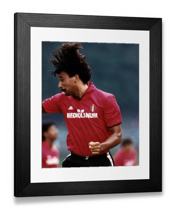 Framed Print : Dutch footballer Ruud Gullit in action for his club side AC Milan 31st July 1988 Framed Print : Dutch footballer Ruud Gullit in action for his club side AC Milan 31st July 1988