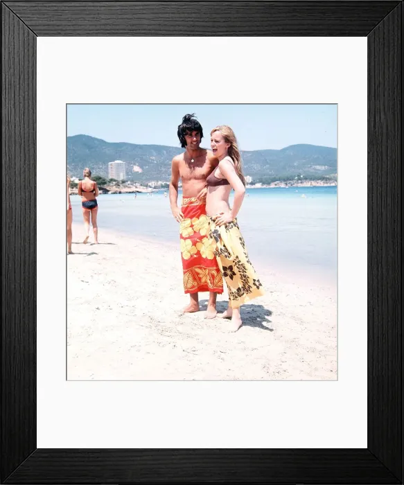 Framed Print : George Best and Susan George on holiday in Palma Nova Majorca 1969 Framed Print : George Best and Susan George on holiday in Palma Nova Majorca 1969