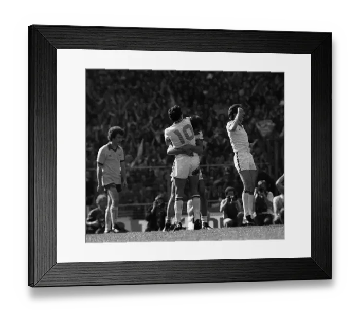 Framed Print : Game Over as West Hams Trevor Brooking and Billy Bonds hug each other Framed Print : Game Over as West Hams Trevor Brooking and Billy Bonds hug each other