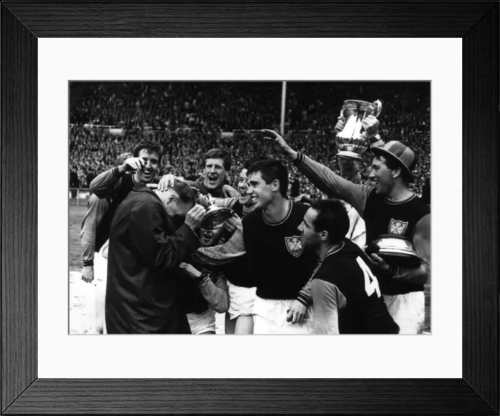 Framed Print : West Ham United mob their manager Ron Greenwood after they had won the FA Cup in 1964 Framed Print : West Ham United mob their manager Ron Greenwood after they had won the FA Cup in 1964
