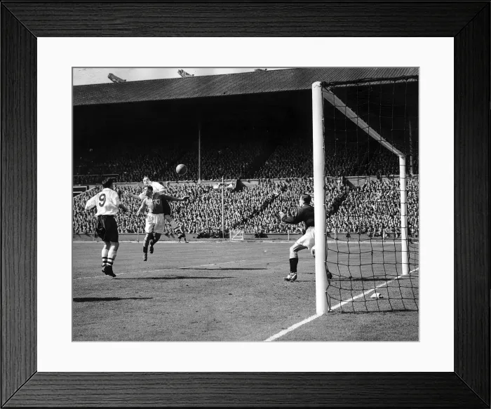Framed Print : Boltons 3rd goal scored by Eric Bell against Blackpool May 1953 in the 1953 FA Cup Framed Print : Boltons 3rd goal scored by Eric Bell against Blackpool May 1953 in the 1953 FA Cup