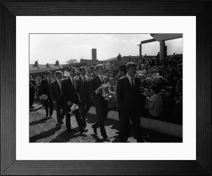 Framed Print : FA Cup Final 1964 West Ham team parade the FA Cup around Upton Park after taking it Framed Print : FA Cup Final 1964 West Ham team parade the FA Cup around Upton Park after taking it