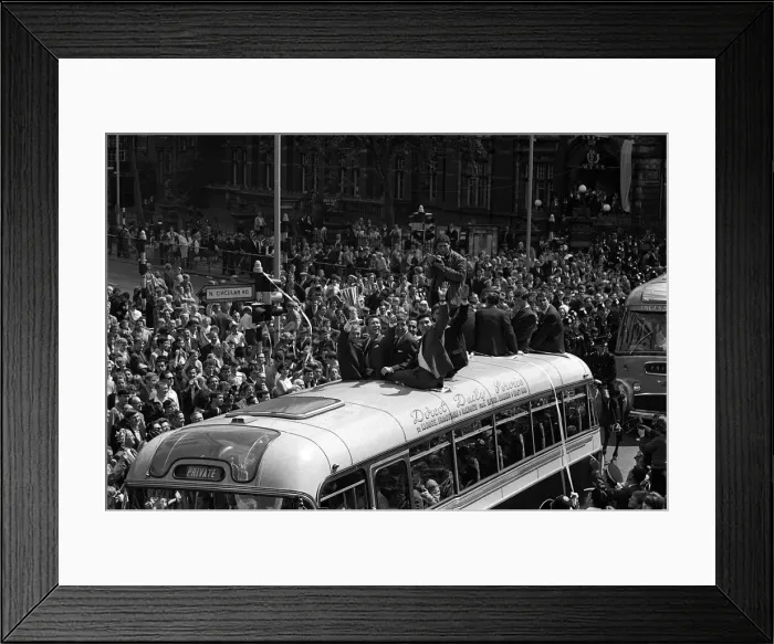 Framed Print : Captain Bobby Moore presents the European Cup Winners Cup trophy to the people of West Framed Print : Captain Bobby Moore presents the European Cup Winners Cup trophy to the people of West