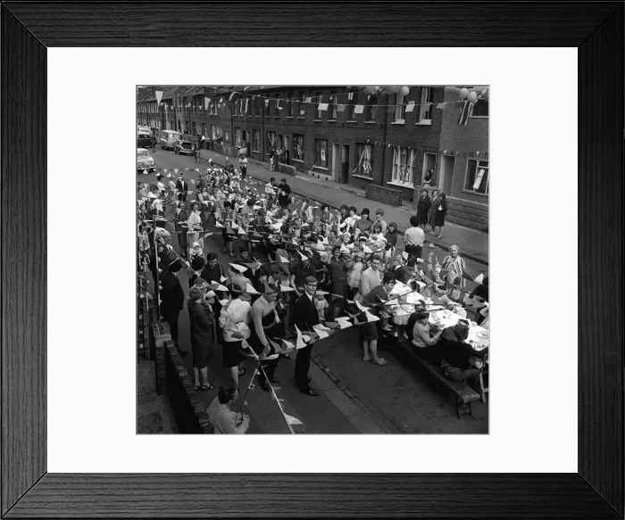 Framed Print : After West Ham won the FA Cup in 1964 Street Parties were the order of the day all over