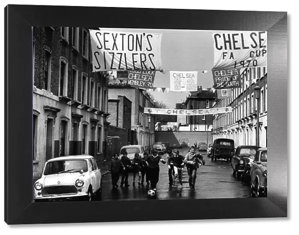 Local Chelsea street scene as Chelsea get to the Cup Final in 1970
