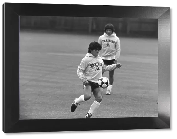 Argentina football star Diego Maradona during a taining session May 1980