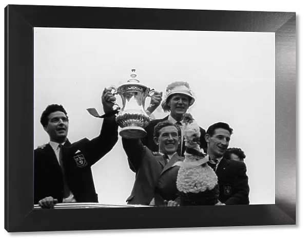 Danny Blanchflower Tottenham captain holds the FA Cup 1962 with Maurice Norman Bill